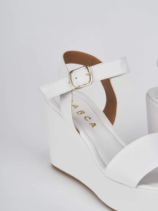 Sandali zeppa tacco 7cm pelle bianco