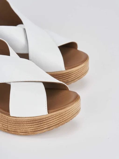 Sandali zeppa tacco 6cm pelle bianco