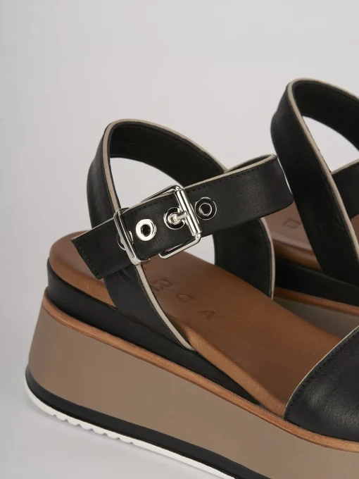Sandali zeppa tacco 6cm pelle nero