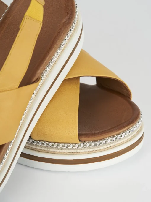 Sandali zeppa tacco 5cm pelle marrone