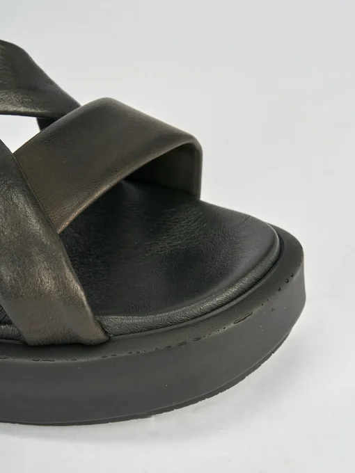 Sandali zeppa tacco 3cm pelle nero