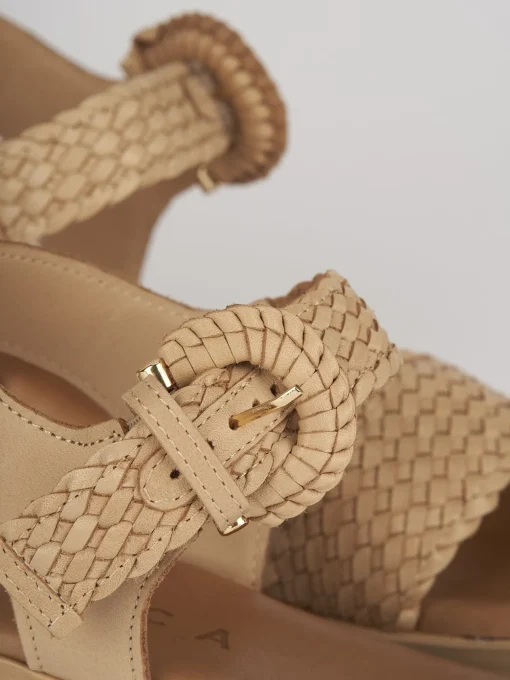 Sandali zeppa tacco 3cm pelle beige