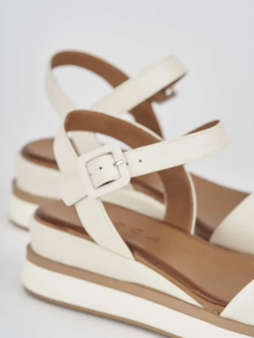 Sandali zeppa tacco 4cm pelle bianco