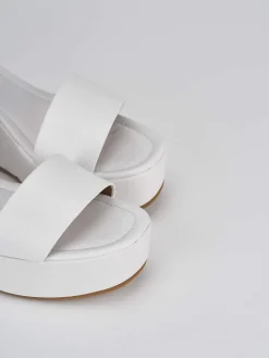 Sandali zeppa tacco 7cm pelle bianco