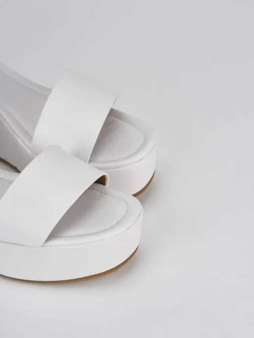 Sandali zeppa tacco 7cm pelle bianco