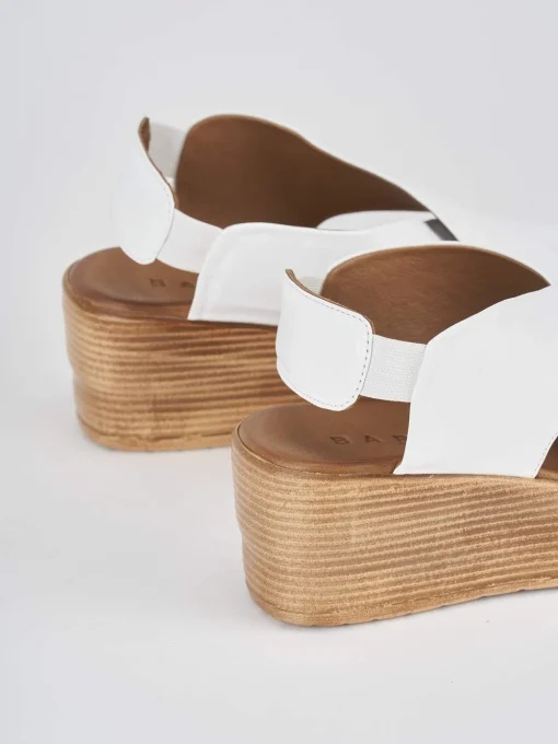 Sandali zeppa tacco 6cm pelle bianco