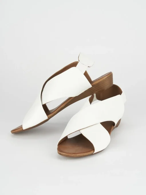 Sandali zeppa tacco 3cm pelle bianco
