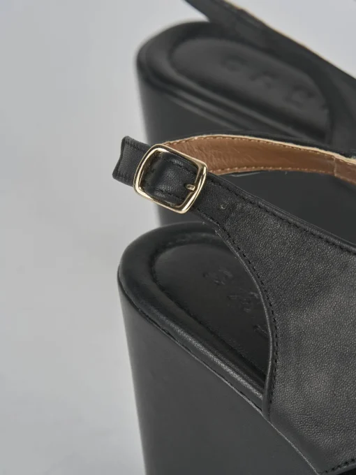 Sandali zeppa tacco 8cm pelle nero