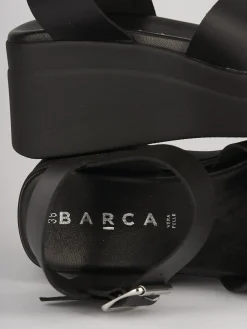 Sandali zeppa tacco 5cm pelle nero