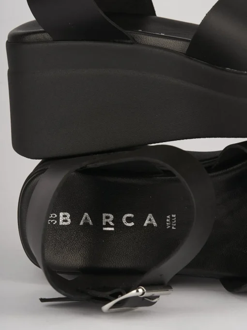 Sandali zeppa tacco 5cm pelle nero