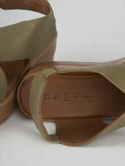 Sandali zeppa tacco 6cm pelle verde