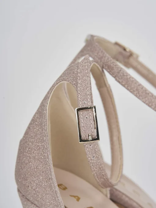 Sandalo acco 9 cm rosa glitter