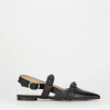 Sandalo ballerina tacco 1 cm nero pelle