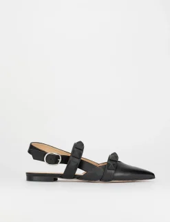 Sandalo ballerina tacco 1 cm nero pelle