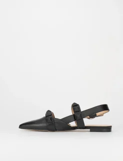 Sandalo ballerina tacco 1 cm nero pelle