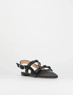Sandalo ballerina tacco 1 cm nero pelle
