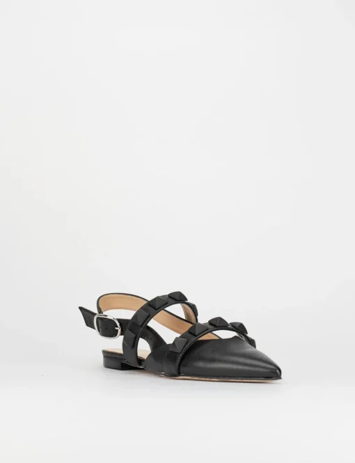 Sandalo ballerina tacco 1 cm nero pelle