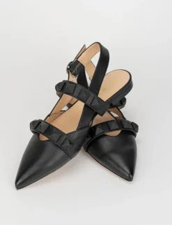 Sandalo ballerina tacco 1 cm nero pelle