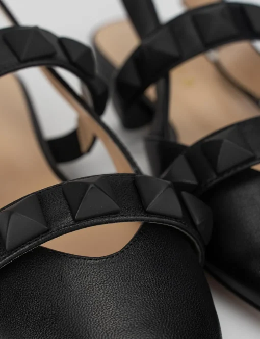 Sandalo ballerina tacco 1 cm nero pelle