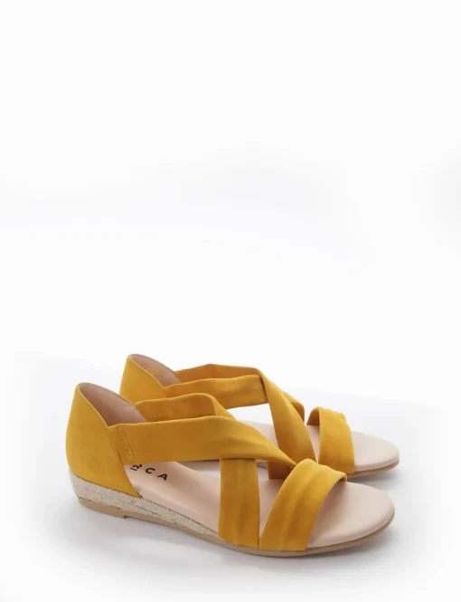 Sandalo con zeppa 30 in corda giallo