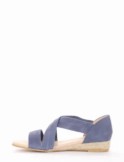 Sandalo con zeppa 30 in corda jeans