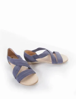 Sandalo con zeppa 30 in corda jeans
