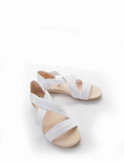 Sandalo con zeppa 30 in corda bianco
