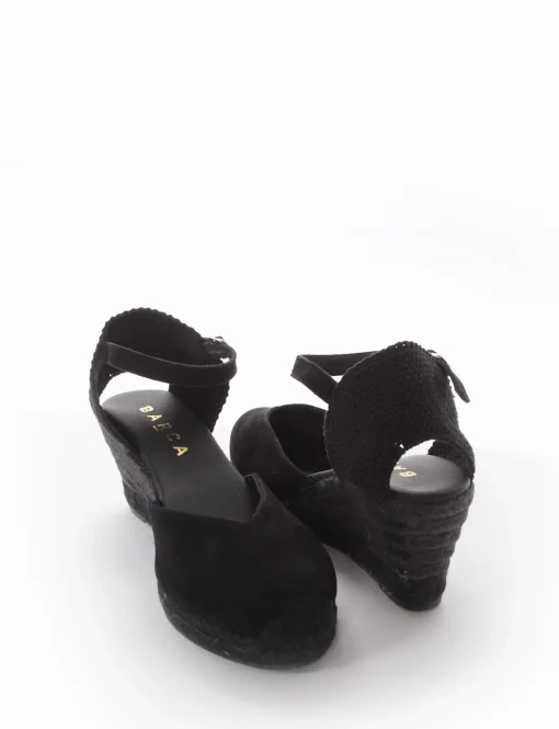 sandalo espadrilas zeppa 6 cm nero