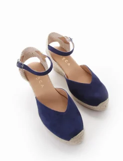 sandalo espadrilas zeppa 6 cm blu