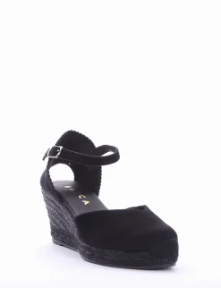 sandalo espadrilas zeppa 6 cm nero