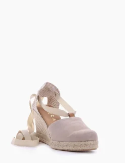 sandalo espadrilas zeppa 8 cm beige