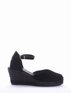 sandalo espadrilas zeppa 6 cm nero