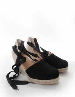sandalo espadrilas zeppa 8 cm nero