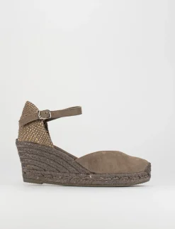 sandalo espadrilas zeppa 6 cm tortora
