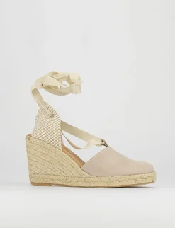 sandalo espadrilas zeppa 8 cm beige