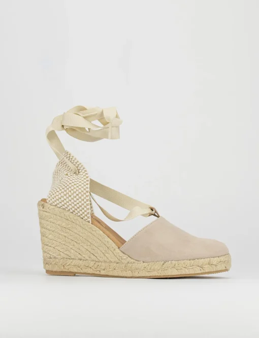 sandalo espadrilas zeppa 8 cm beige