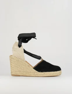 sandalo espadrilas zeppa 8 cm nero