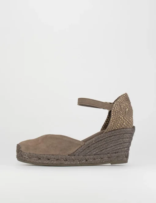 sandalo espadrilas zeppa 6 cm tortora