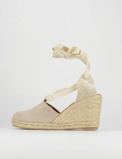 sandalo espadrilas zeppa 8 cm beige