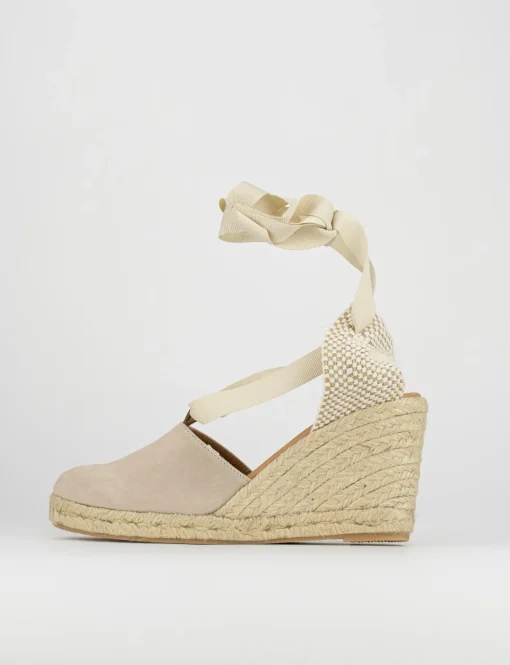 sandalo espadrilas zeppa 8 cm beige