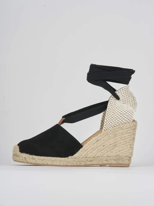 sandalo espadrilas zeppa 8 cm nero