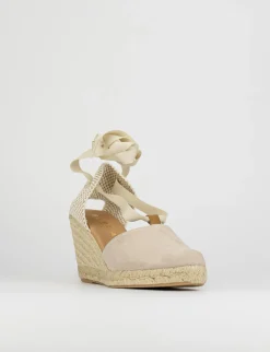 sandalo espadrilas zeppa 8 cm beige