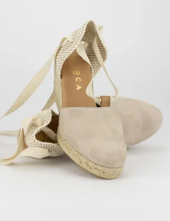 sandalo espadrilas zeppa 8 cm beige