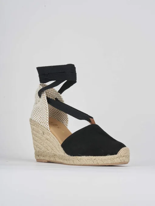 sandalo espadrilas zeppa 8 cm nero