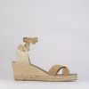 Sandalo espadrilla zeppa 6 cm beige camoscio