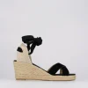Sandalo espadrilla zeppa 6 cm nero camoscio