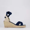 Sandalo espadrilla zeppa 6 cm blu camoscio