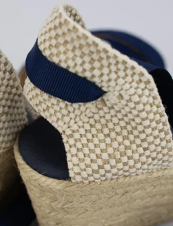 Sandalo espadrilla zeppa 6 cm blu camoscio
