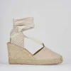 Sandalo espadrillas zeppa 8 cm beige camoscio