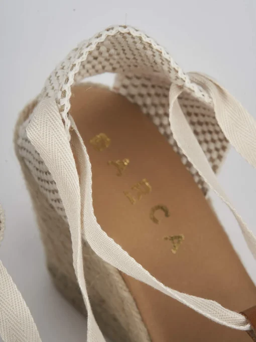 Sandalo espadrillas zeppa 8 cm beige camoscio